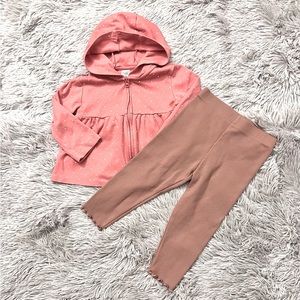 Carter's Pink Zipper Hoodie and Dusty Rose Colored Pants : 18 Months